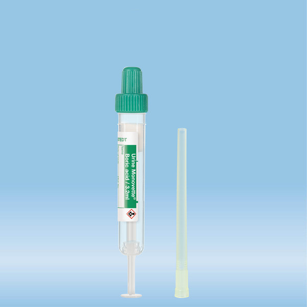 Urine Monovette®, Boric acid, 3.2 ml, cap green, (LxØ): 75 x 13 mm, 64 piece(s)/bag