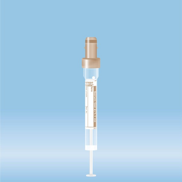 S-Monovette® Serum Gel, 1.1 ml, cap brown, (LxØ): 66 x 8 mm, with plastic label