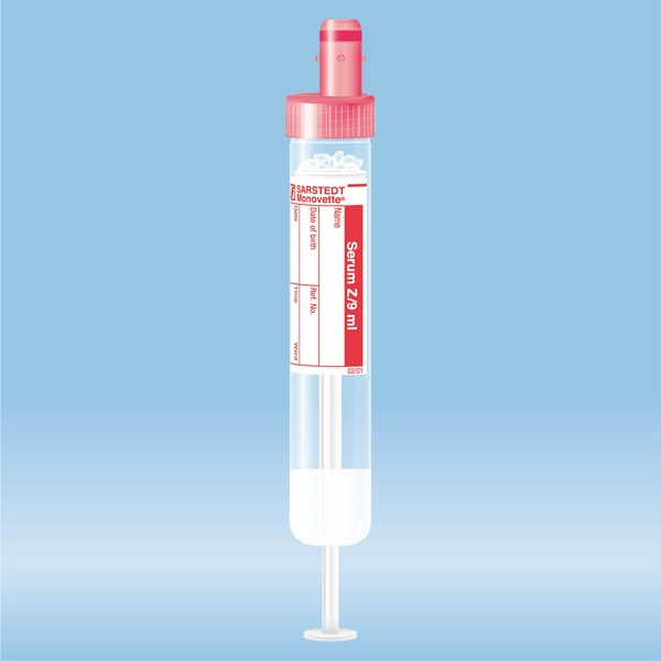 S-Monovette® Serum CAT, 9 ml, cap red, (LxØ): 92 x 16 mm, with paper label