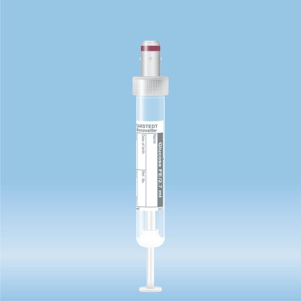 S-Monovette® Fluoride/EDTA FE, 2.7 ml, cap grey, (LxØ): 75 x 13 mm, with paper label