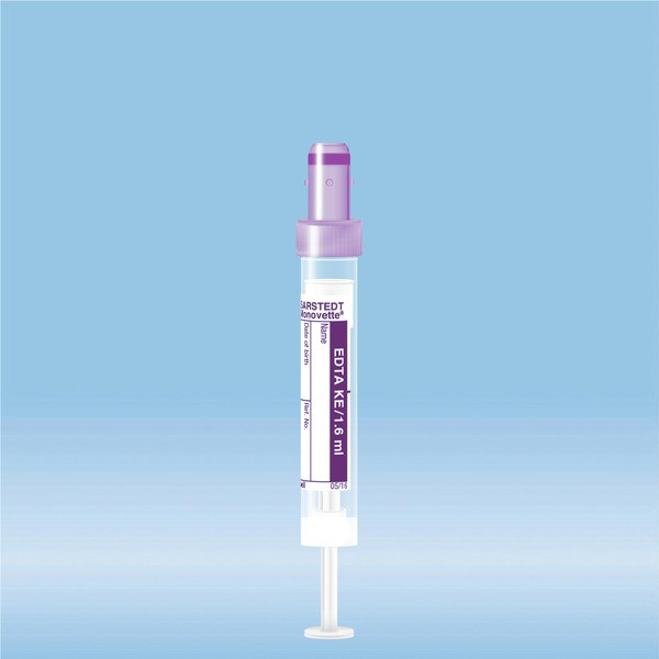 S-Monovette® EDTA K3E, 1.6 ml, cap violet, (LxØ): 66 x 11 mm, with paper label