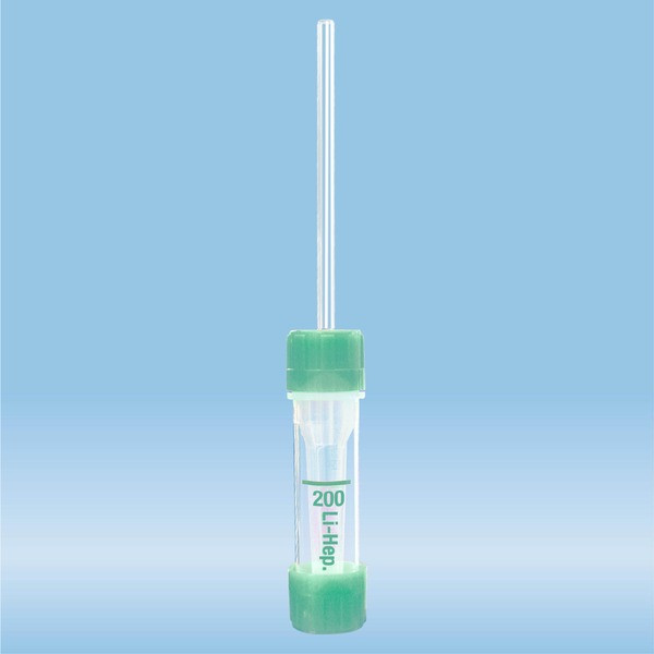 Microvette® 200 Lithium heparin, 200 µl, cap green, flat base