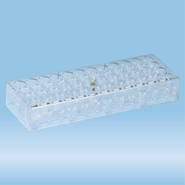 Rack, PC, format: 12 x 4, suitable for tubes, square cuvettes, all S-Monovette® diameters
