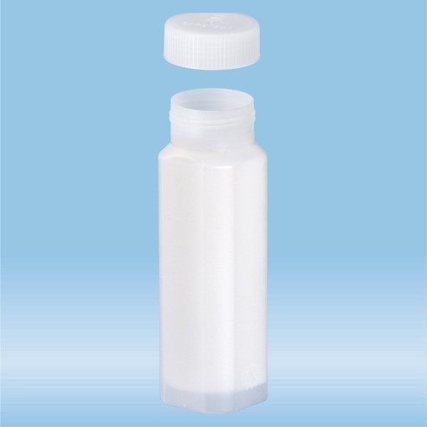 Mailing container, construction: square, with absorbent liner, length: 117 mm, Ø opening: 28 mm, cap