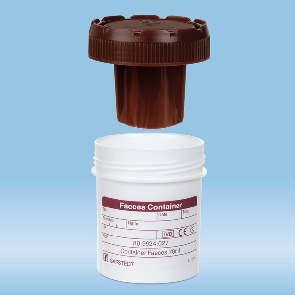 Faeces tube, with blade, screw cap, (LxØ): 55 x 44 mm, white