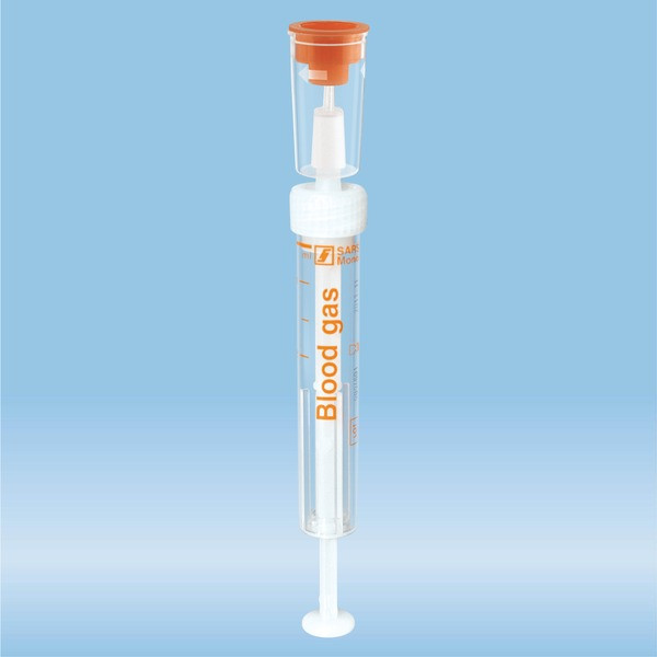 Blood Gas Monovette®, calcium-balanced lithium heparin, 2 ml, cap white/orange, connection: Luer (m)