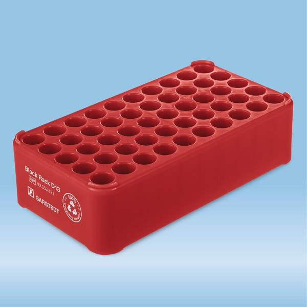 Block Rack D13, Ø opening: 13 mm, 5 x 10, red