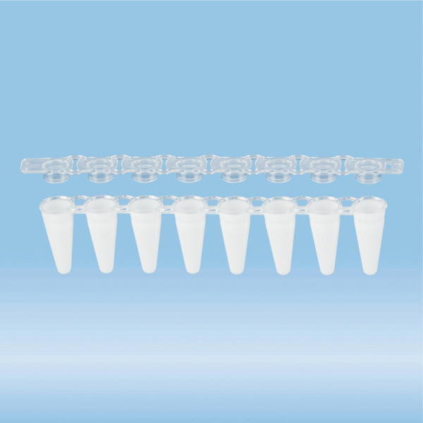 PCR strip of 8, 100 µl, PCR Performance Tested, white, PP, flat cap