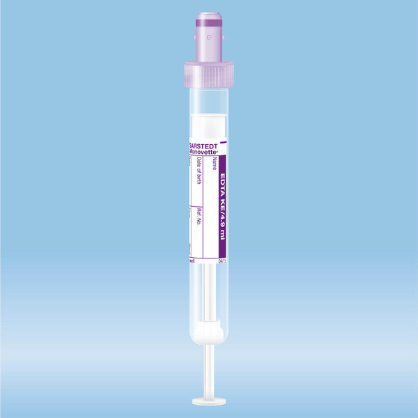 S-Monovette® EDTA K3E, 4.9 ml, cap violet, (LxØ): 90 x 13 mm, with paper label