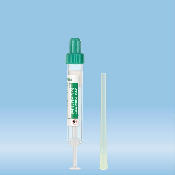 Urine Monovette®, Boric acid, 3.2 ml, cap green, (LxØ): 75 x 13 mm, 64 piece(s)/bag