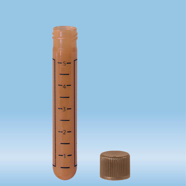 Screw cap tube, 5 ml, (LxØ): 75 x 13 mm, round base, PP, cap enclosed, 1,000 piece(s)/bag
