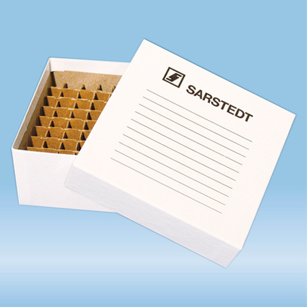 Storage box, slip-on lid, cardboard, format: 9 x 9, for 81 collection tubes