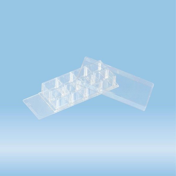 x-well cell culture chamber, 8 wells, on PCA slide, removable frame