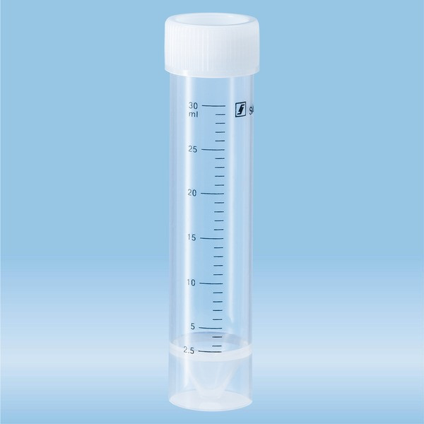 Screw cap tube, 30 ml, (LxØ): 107 x 25 mm, PP, with print
