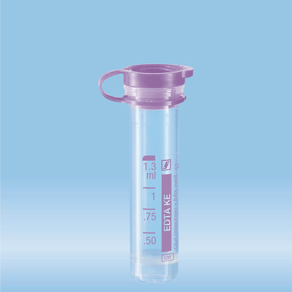 Micro sample tube EDTA K3E, 1.3 ml, push cap, ISO