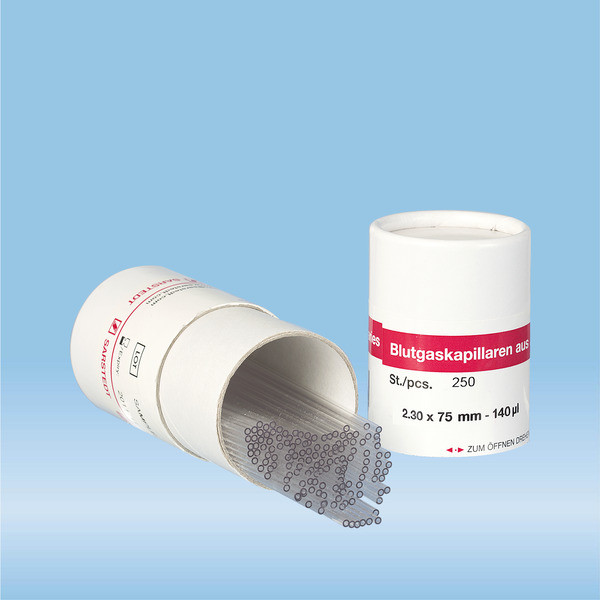 Blood gas capillaries, calcium-balanced lithium heparin, 140 µl