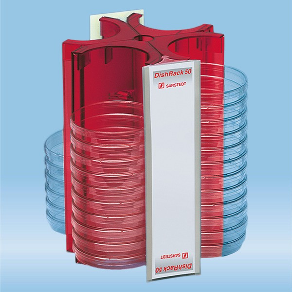 DishRack, height: 240 mm, red, for 52 petri dishes with 92 mm Ø