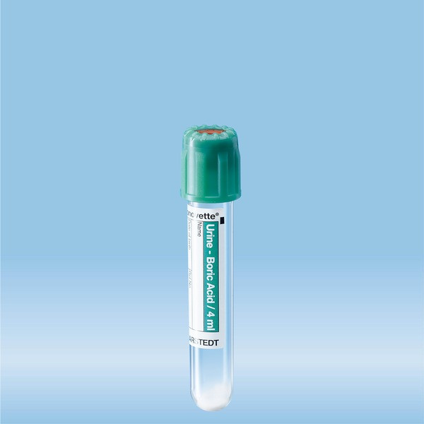 VMonovette® Urine, Boric acid, 4 ml, Cap green, (LxØ) 75 x 13 mm