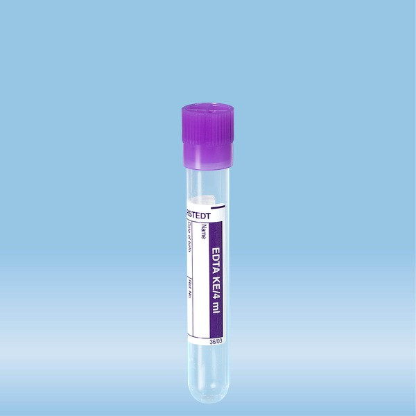 Sample tube, EDTA K3E, 4 ml, cap violet, (LxØ): 75 x 12 mm, with paper label