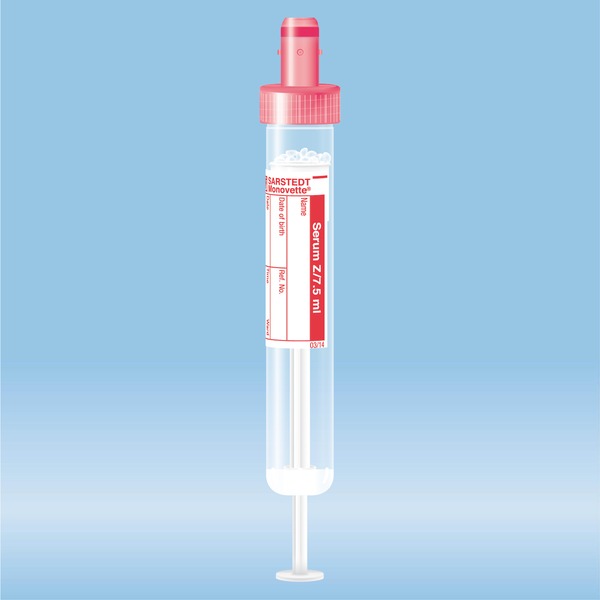 S-Monovette® Serum CAT, 7.5 ml, cap red, (LxØ): 92 x 15 mm, with paper ...