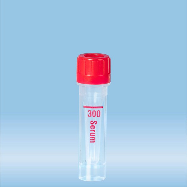 Microvette® 300 Serum, 300 µl, cap red, flat base