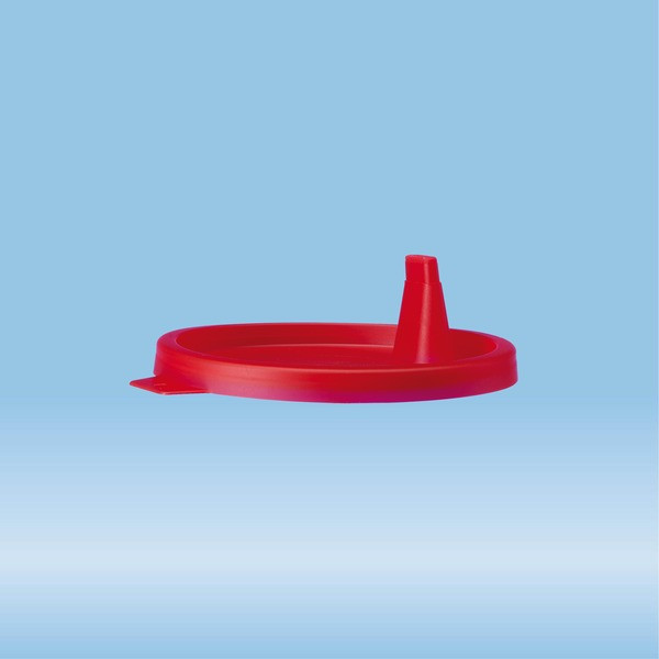 Snap-on lid, with spout, PE, red, 1,000 piece(s)/bag