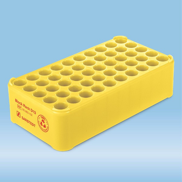 Block Rack D13, Ø opening: 13 mm, 5 x 10, yellow