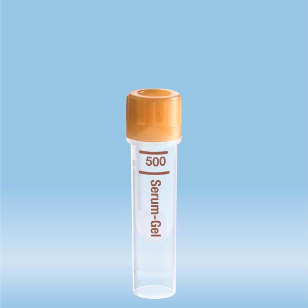 Microvette® 500 Serum Gel, 500 µl, Cap brown, flat base Tubes