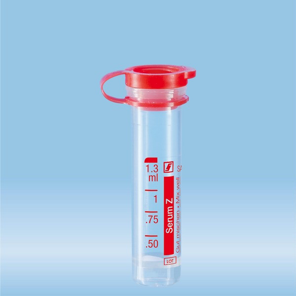 Micro sample tube, Serum, 1.3 ml, Push cap, ISO