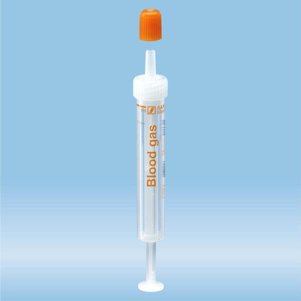 Blood Gas Monovette®, calcium-balanced lithium heparin, 1 ml, cap white/orange, connection: Luer (m)