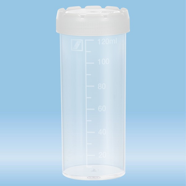 Multi-purpose container, max. volume: 120 ml, (LxØ): 105 x 44 mm, graduated, PP, transparent