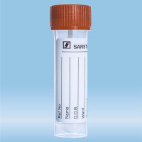Faeces tube, screw cap, (LxØ): 76 x 20 mm, transparent, sterile Faeces tube, screw cap, (LxØ): 76 x 20 mm, transparent, sterile