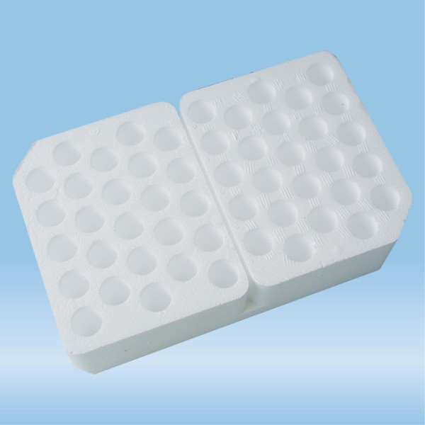 Rack, styrofoam, format: 10 x 5, suitable for 15 ml tubes