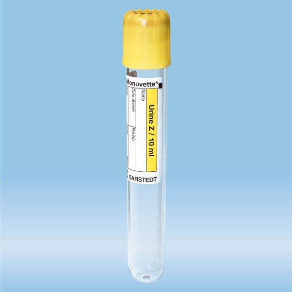 V-Monovette® Urine, 10 ml, cap yellow, (LxØ): 100 x 15 mm, 50 piece(s)/bag