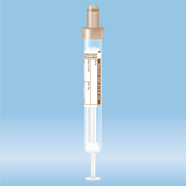 S-Monovette® Serum Gel CAT, 4.9 ml, cap brown, (LxØ): 90 x 13 mm, with paper label