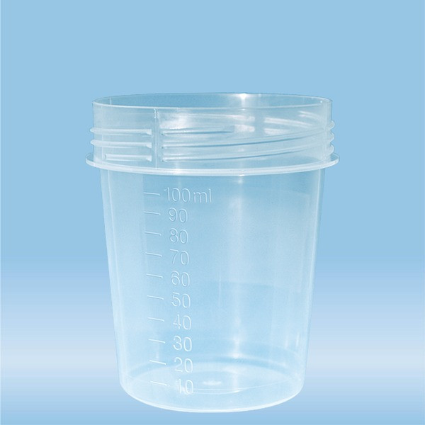 Container with screw cap, 100 ml, (LxØ): 72 x 57 mm, graduated, PP