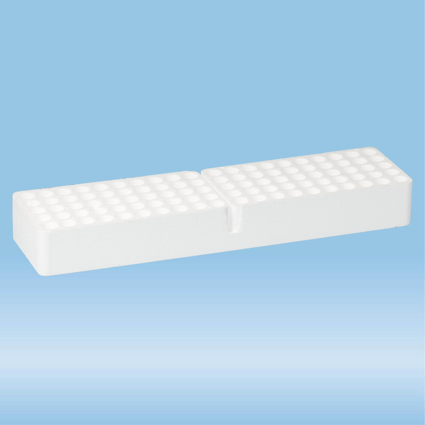 Rack, styrofoam, format: 20 x 5, suitable for tubes Ø 15 and 16 mm