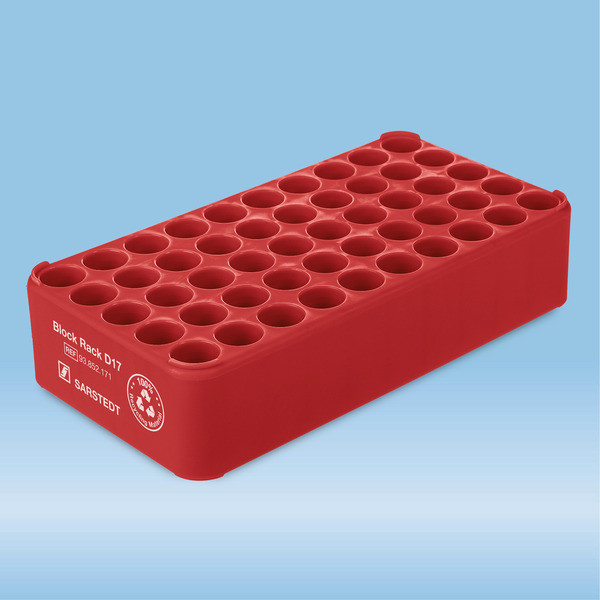 Block Rack D17, Ø opening: 17 mm, 5 x 10, red