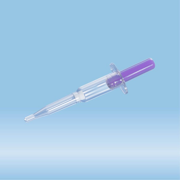 Minivette® POCT EDTA K3E, 100 µl, plunger violet, colour code ISO, 200 piece(s)/bag