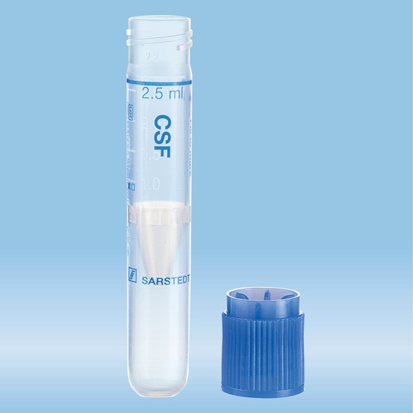 Tube with false bottom CSF, 2.5 ml, (LxØ): 75 x 13 mm, round base, PP, Low Binding, cap enclosed, st