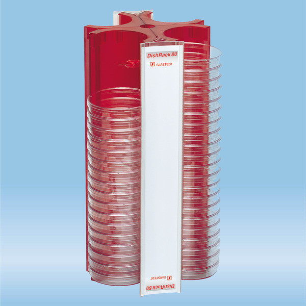 DishRack, height: 370 mm, red, for 88 petri dishes with 92 mm Ø
