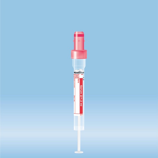 S-Monovette® Serum CAT, 1.2 ml, cap red, (LxØ): 66 x 8 mm, with plastic ...