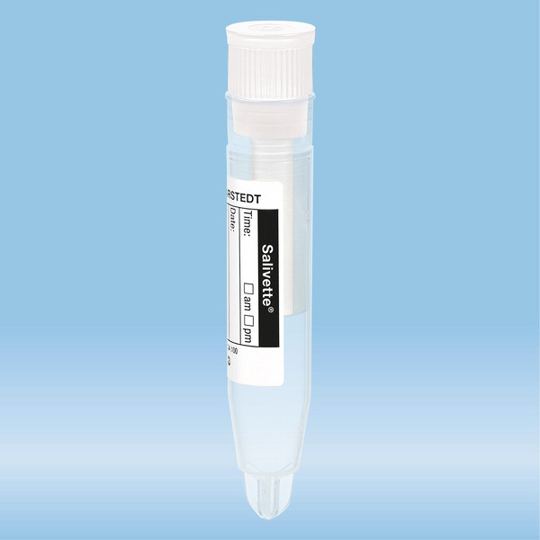 Salivette®, with cotton swab, cap: white, with paper label
