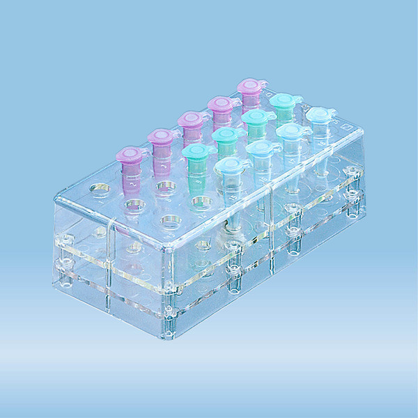Rack, PC, format: 6 x 3, suitable for reaction tubes 1.5 ml