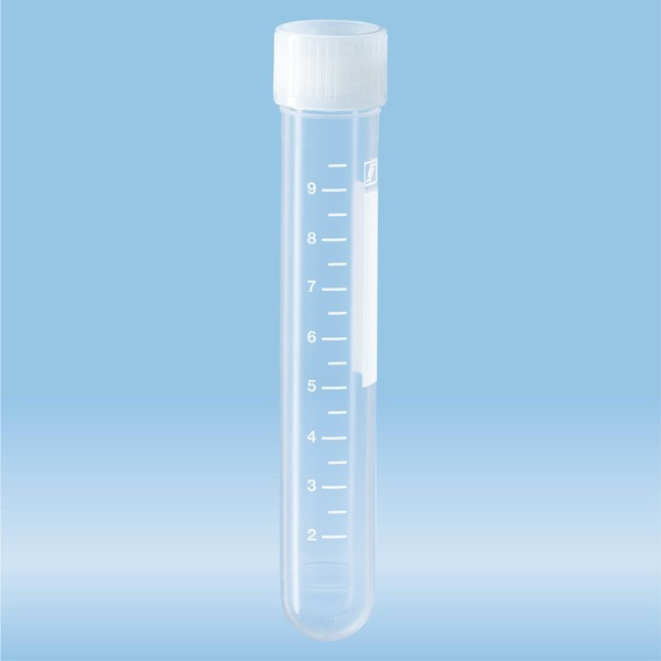 Screw cap tube, 10 ml, (LxØ): 92 x 15.3 mm, PP, with print