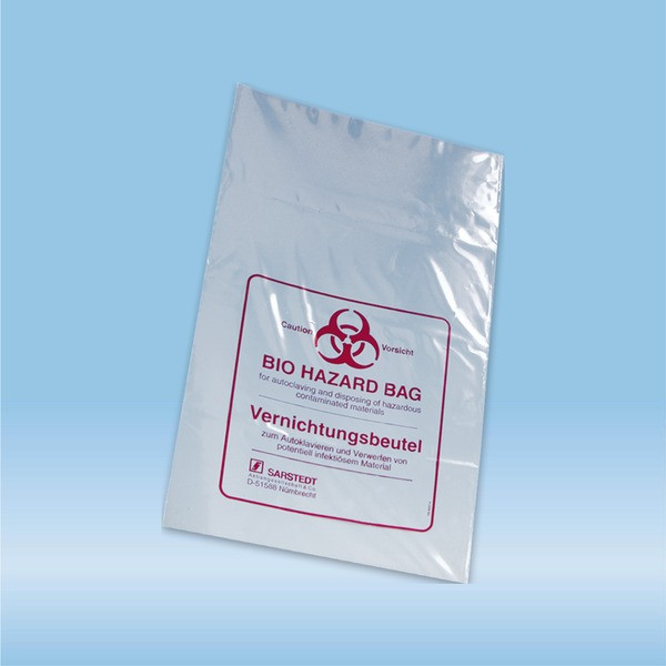 Disposal bags, 24 l, (LxW): 780 x 400 mm, PP, transparent, with print Biohazard