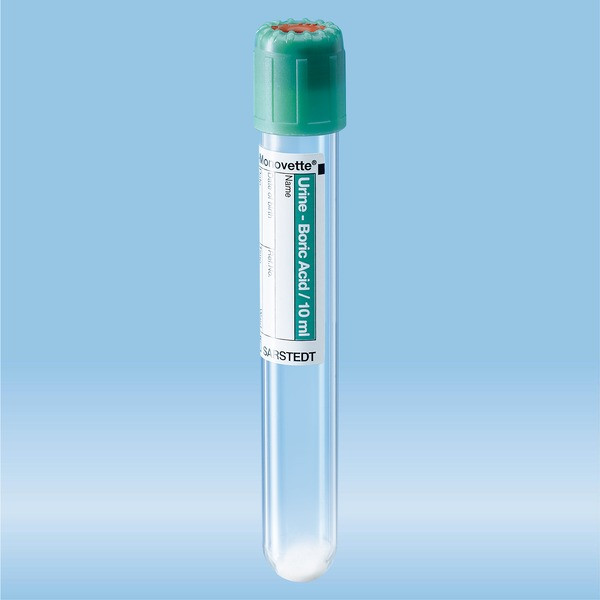 V-Monovette® Urine, Boric acid, 10 ml, cap green, (LxØ): 100 x 15 mm, 50 piece(s)/bag