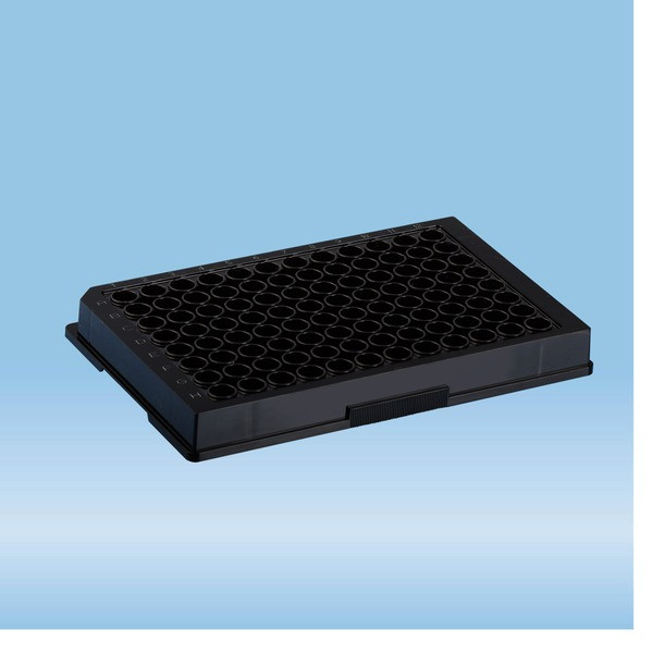 ELISA plate, 96 well, flat base, PS, black, High Binding