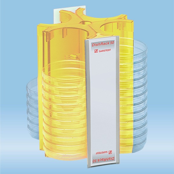 DishRack, height: 240 mm, yellow, for 52 petri dishes with 92 mm Ø