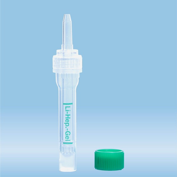 Multivette® 600 Lithium heparin gel LH, 600 µl, cap green, screw cap